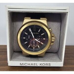 Michael Kors Dylan MK8445 Men's Black Silicone Analog Dial Quartz Watch WORKS